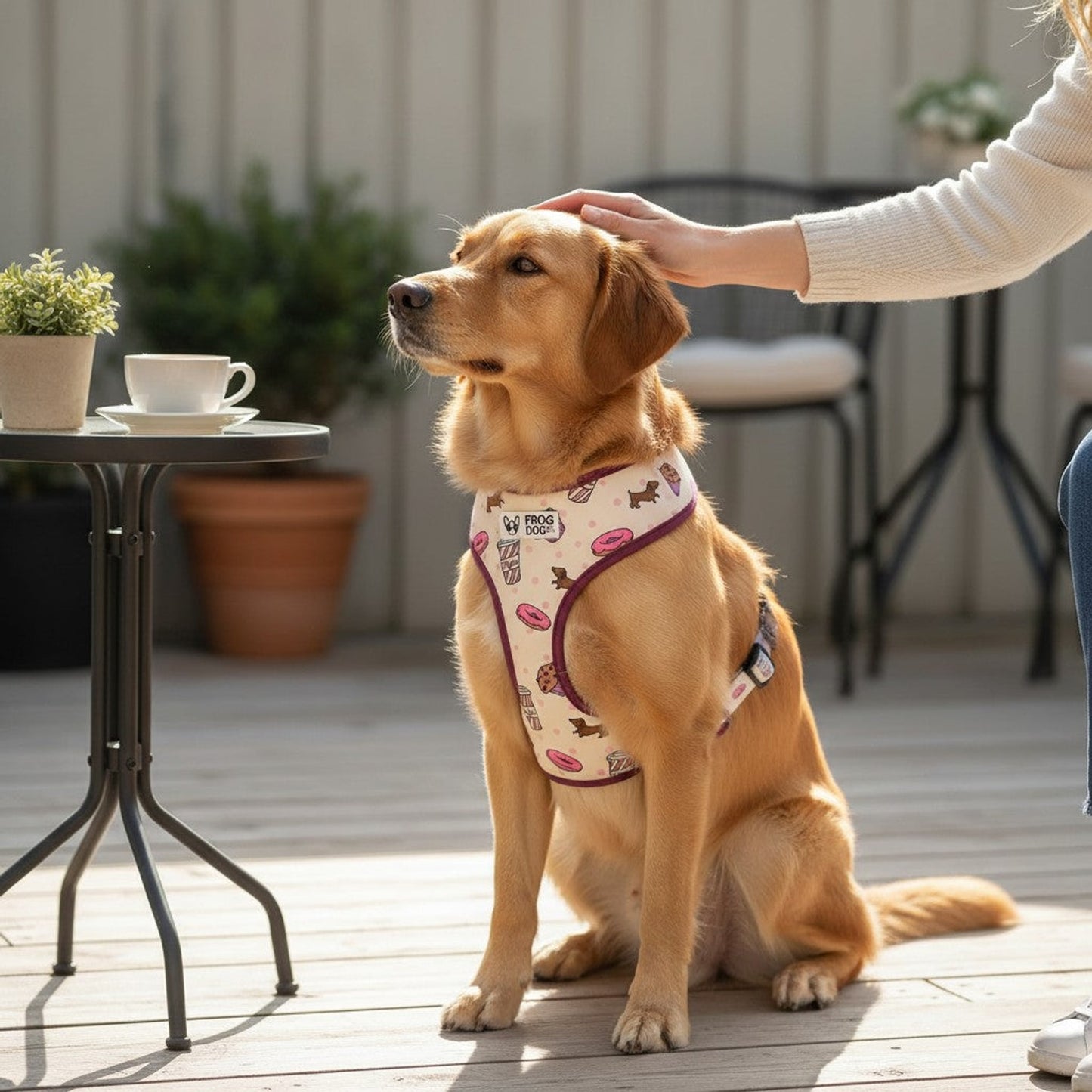 Comfy-Wear Adjustable Dog Harness -  Puppaccino - MEDIUM Neck 38-48cm / Chest 46-64cm
