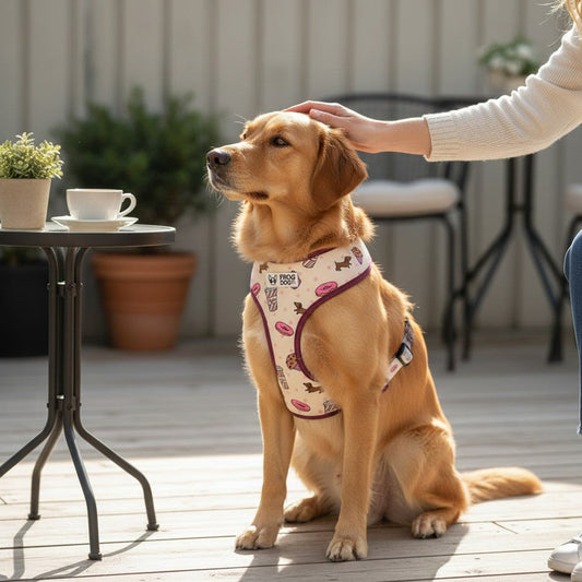 Comfy-Wear Adjustable Dog Harness -  Puppaccino - MEDIUM Neck 38-48cm / Chest 46-64cm