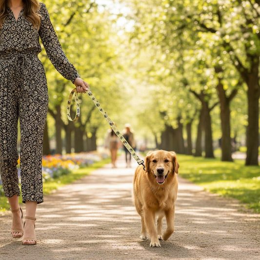 Comfy-Wear Dog Lead - Bee Kind - Chunky 2.5cm width / 152cm length
