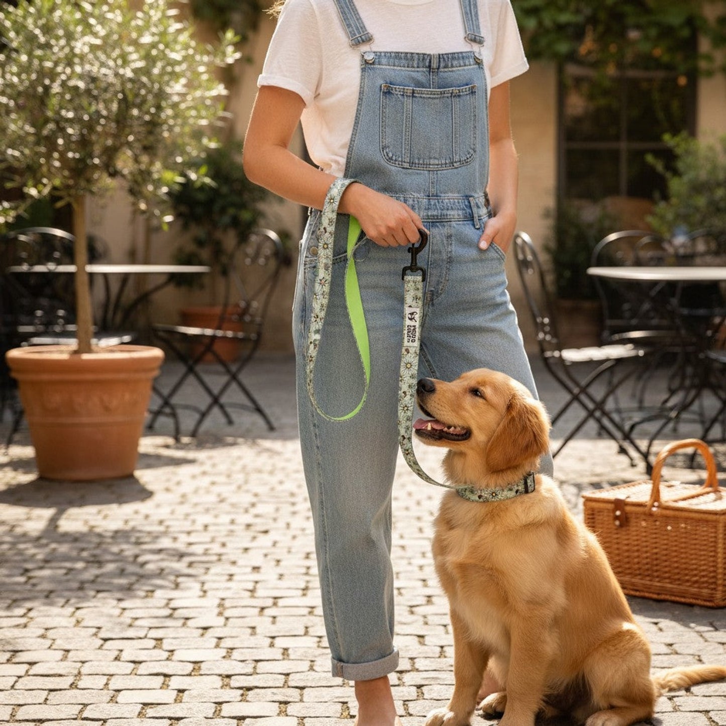 Comfy-Wear Dog Lead - Daisy Days - LARGE Chunky 2.5cm width / 152cm length