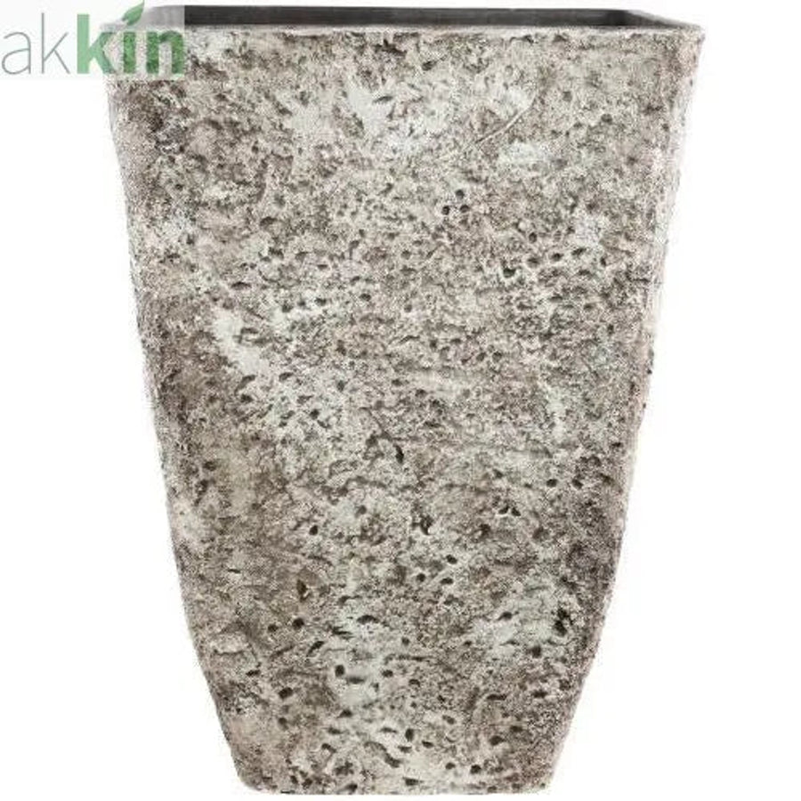 Concrete Look Planter Tall Square 42.5cm  Grey AK Kin Garden Supplies