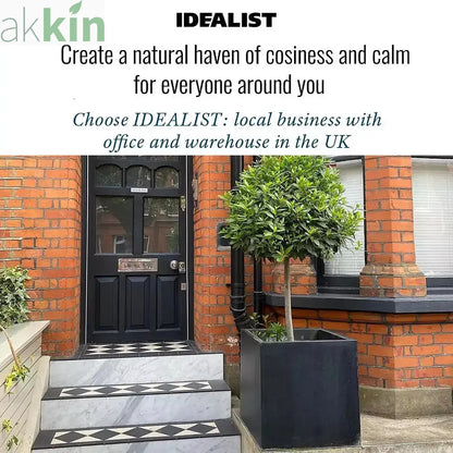 IDEALIST Lite Contemporary Flower Box Square Garden Planter, Faux Lead Light Concrete Outdoor Large Plant Pot H50 L50 W50 cm, 126L One Click Plants