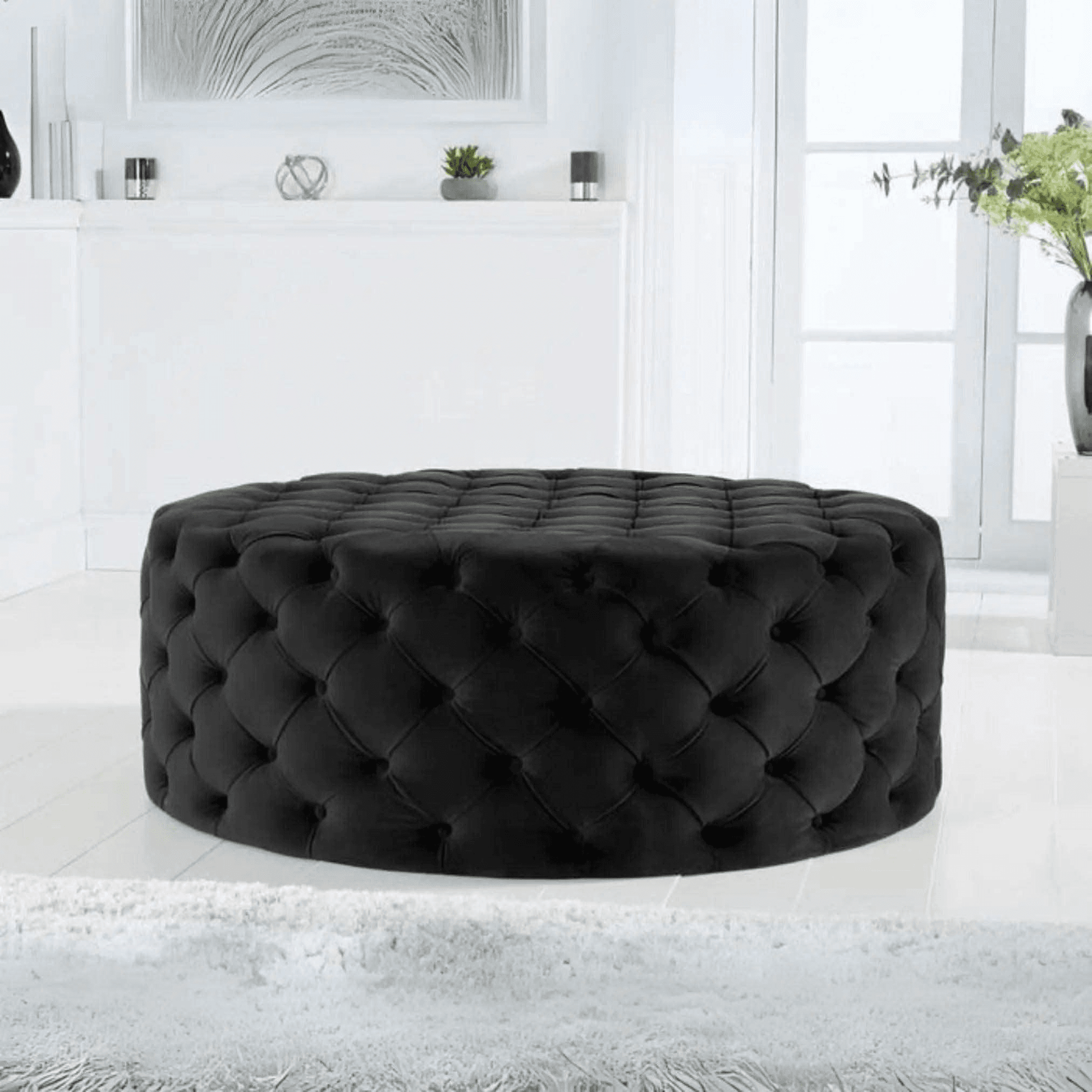 Brixton One Round Footstool UK UK Beds Direct ltd