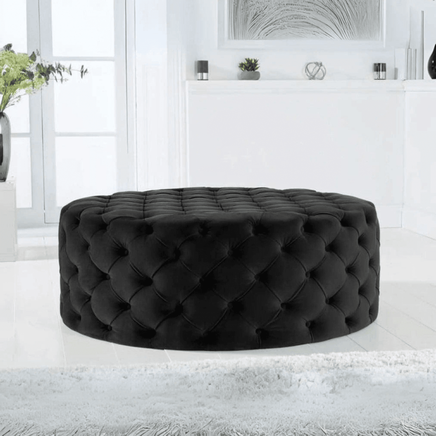 Brixton One Round Footstool UK UK Beds Direct ltd