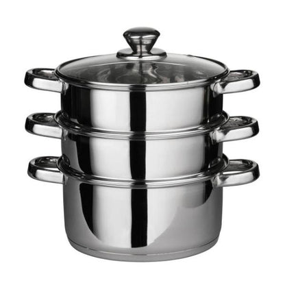Crosse 3 Tier Stainless Steel Steamer with Glass Lid House, Home & Garden