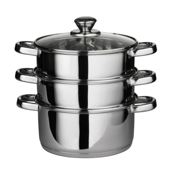 Crosse 3 Tier Stainless Steel Steamer with Glass Lid House, Home & Garden
