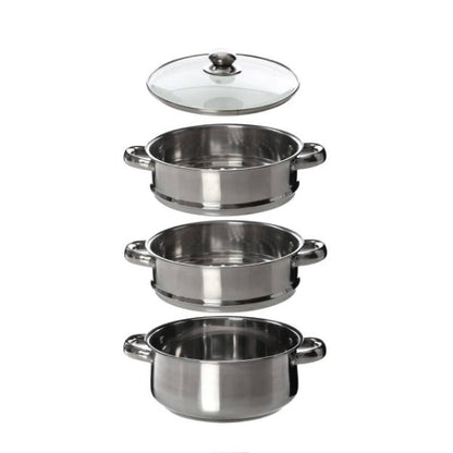 Crosse 3 Tier Stainless Steel Steamer with Glass Lid House, Home & Garden