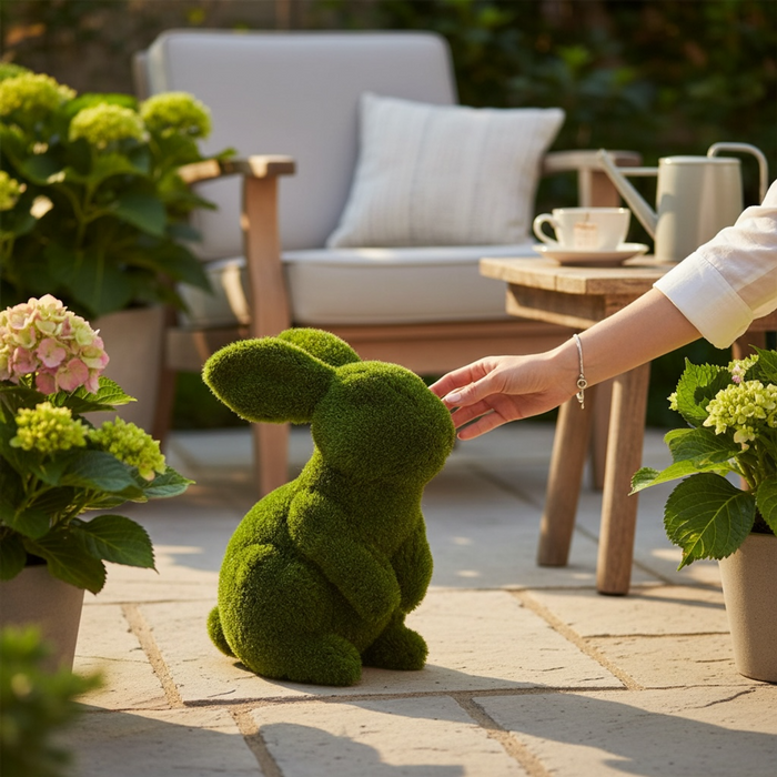 Artificial Grass Sitting Bunny Rabbit Garden Ornament Outdoor Lawn Decor UV Stabilised Eco Charm