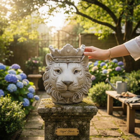 Decorative Concrete Planter Lioness Head 32cm
