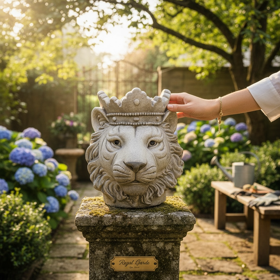 Decorative Concrete Lioness Head Planter 36.6cm