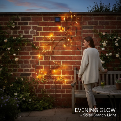 Solar Wall Ivy Brown With 96 Warm White LEDs Dual Powered For Outdoor And Indoor Use 12 Branches 2.5 Meter Length