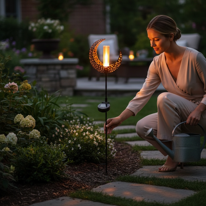 Moon Flamelight Garden Solar Light on Stake