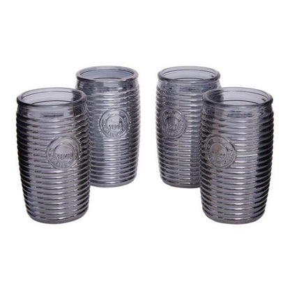 Dayla Set Of Four Grey Ribbed Glass Tumblers House, Home & Garden