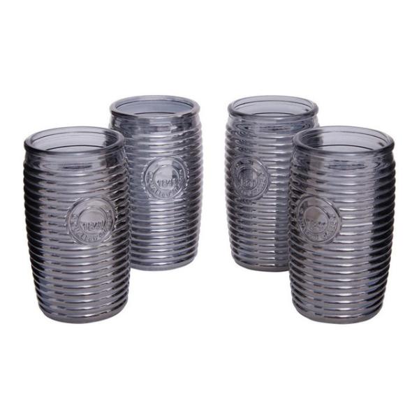Dayla Set Of Four Grey Ribbed Glass Tumblers House, Home & Garden