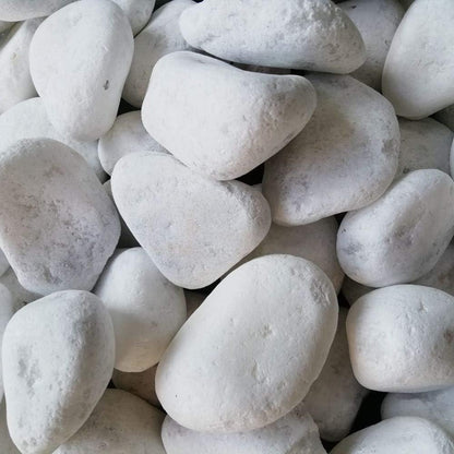 Decorative Garden Stones Aegean White Marble Cobbles 60-40mm 25kg - AK Kin Garden Supplies