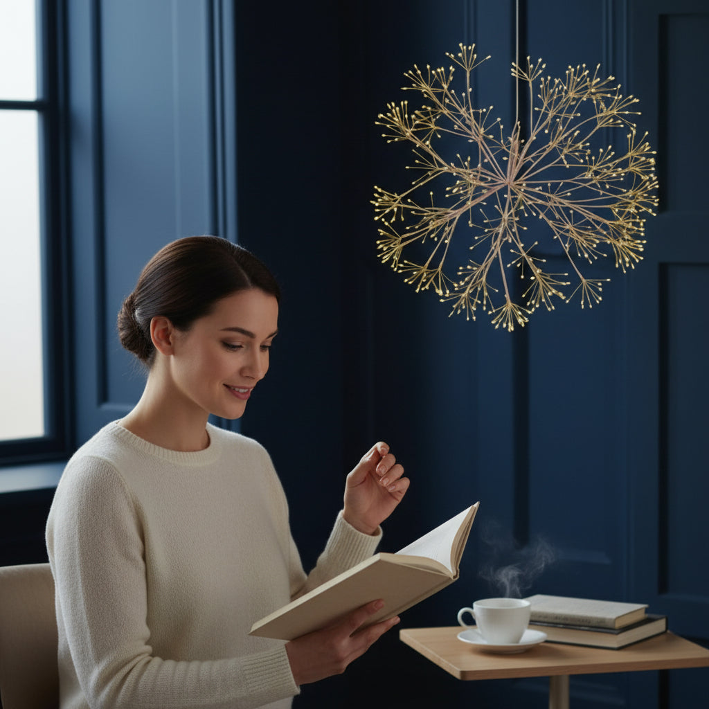 Decorative Hanging Dandelion Light 30cm Gold House, Home & Garden