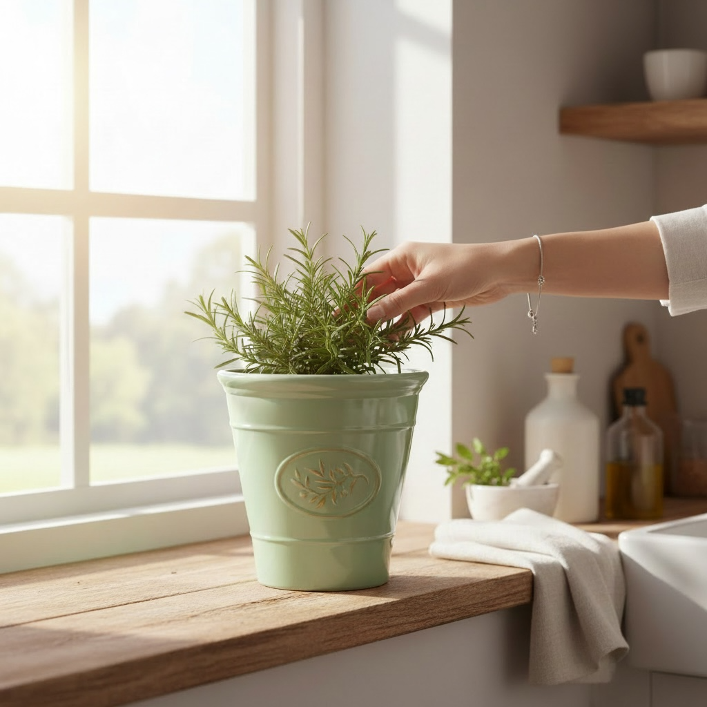 Olive Planter With Saucer 23cm Green AK Kin Garden Supplies