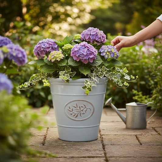 Decorative Olive Plant Pot 40cm Grey Round Plastic Planter for Indoor & Outdoor Use AK Kin Garden Supplies