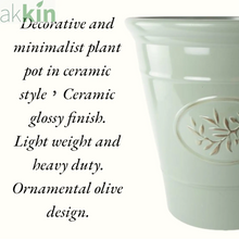Decorative Olive Plant Pot 55cm Green Round Plastic Planter for Indoor & Outdoor Use - AK Kin Garden Supplies