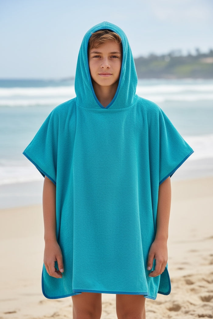 Junior Cotton Poncho - Lt Blue