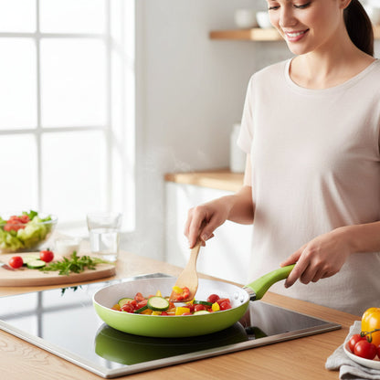 Ecocook 30cm Lime Green Ceramic Frying Pan House, Home & Garden