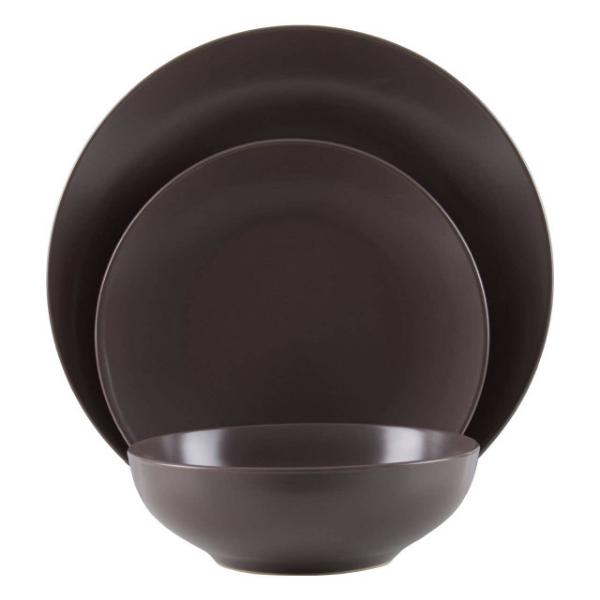 Elmira 12 Piece Brown Stoneware Dinner Set House, Home & Garden