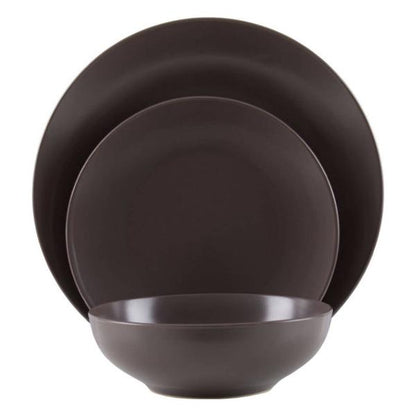 Elmira 12 Piece Brown Stoneware Dinner Set House, Home & Garden