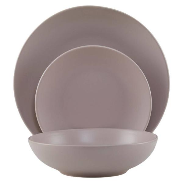 Elmira 12 Piece Grey Stoneware Dinner Set House, Home & Garden