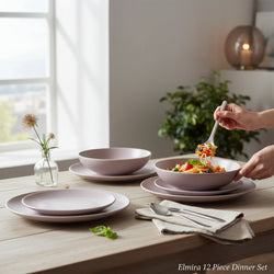 Elmira 12 Piece Grey Stoneware Dinner Set House, Home & Garden