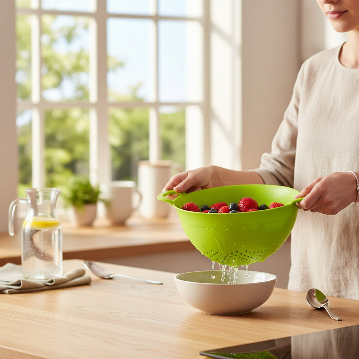 Elon Large Lime Green Plastic Colander House, Home & Garden