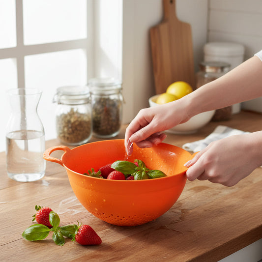 Elon Large Orange Plastic Colander House, Home & Garden