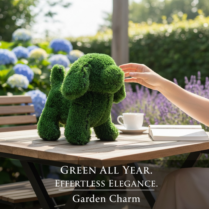 Artificial Grass Puppy Pippa Garden Ornament 25cm UV Stabilised Eco Friendly Recycled Grass Decor For Outdoor Spaces
