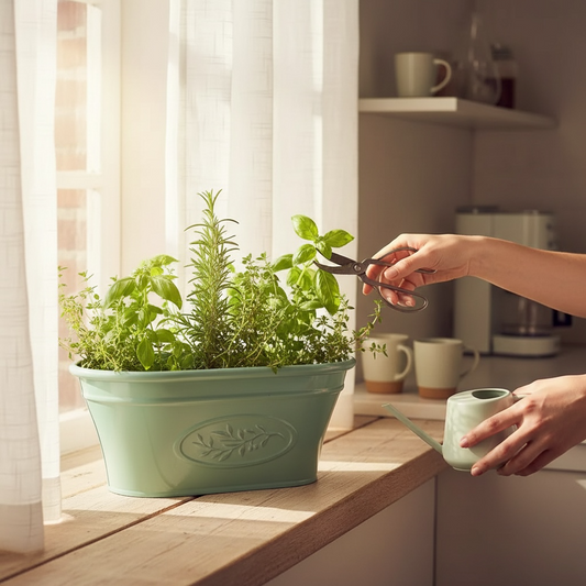Olive Decorative Trough Planter 38cm - Green