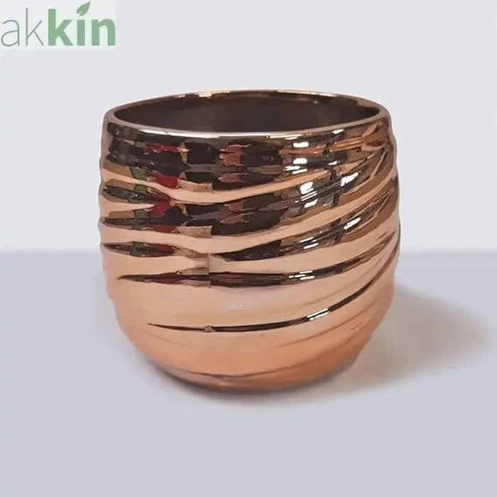 Fargro Ceramic Festive Decorative Christmas Rose Gold Swirl Planter Poinsettia Plant Pot 15.2cm - AK Kin Garden Supplies