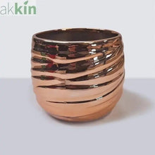 Rose gold ceramic swirl planter, 15.2cm
