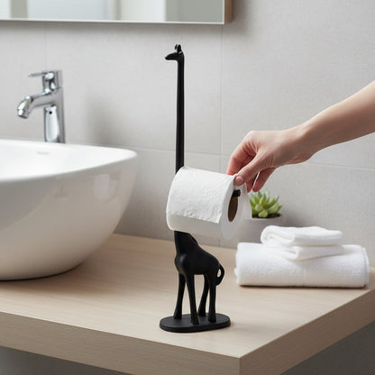 Fauna Black Giraffe Toilet Roll Holder w12 x d8 x h45 House, Home & Garden