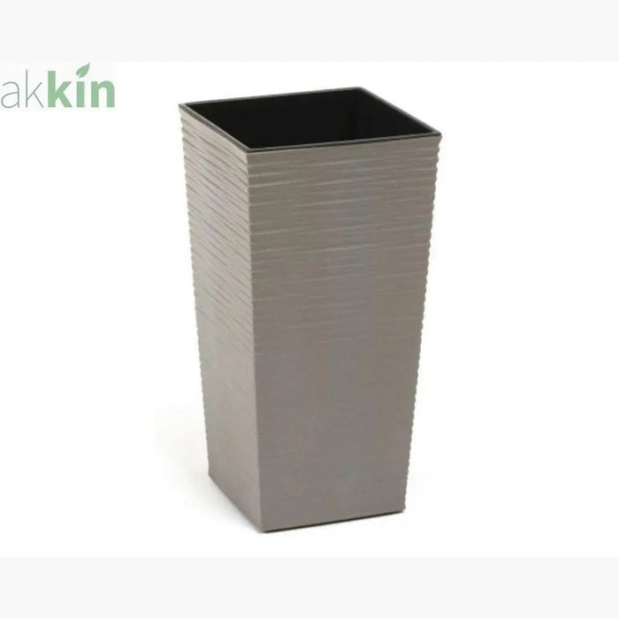 Finesse ECO Chisel Decorative Planter Tall Square 19cm - Grey AK Kin Garden Supplies