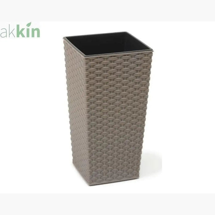 Finesse ECO Rattan Decorative Planter Tall Square 19cm - Grey AK Kin Garden Supplies