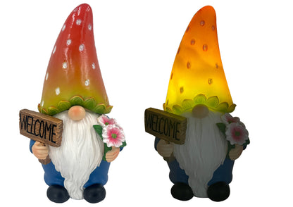 Garden Solar Gnome with Light Up Toadstool Hat House, Home & Garden