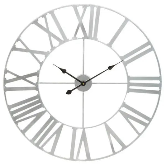 Genova Silver Metal Large Wall Clock 80cm AK Kin Garden Supplies