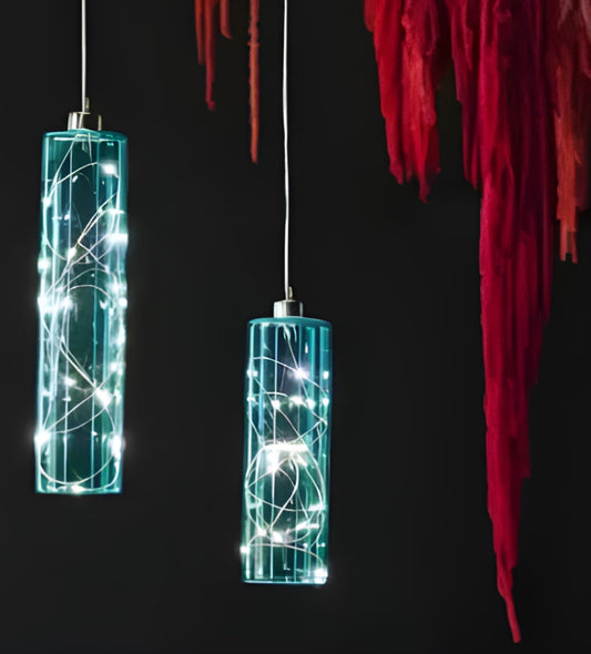 Glass Cylinders 20.7, 27cm Aqua Hanging Home Lights | set of 2 House Home & Garden