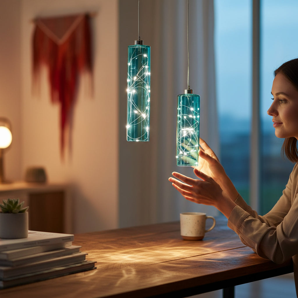 Glass Cylinders 20.7, 27cm Aqua Hanging Home Lights | set of 2 House, Home & Garden