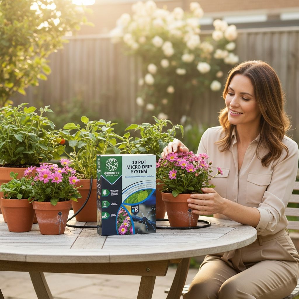 Greenkey 10 Pot Micro Drip Irrigation System – Automatic Watering Kit House, Home & Garden