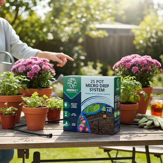 Greenkey 25 Pot Micro Drip Irrigation System – Automatic Watering Kit House, Home & Garden