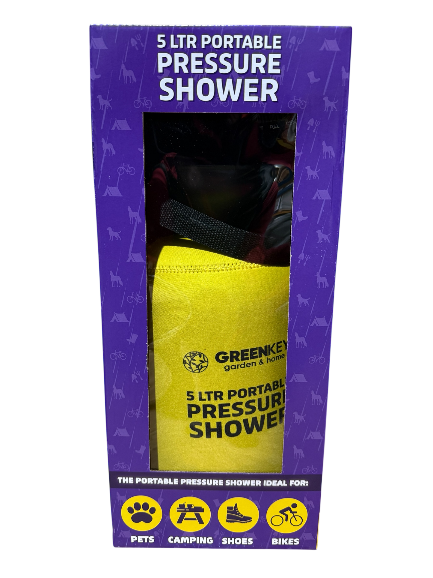 Greenkey 5 Litre Portable Pressure Shower – Hand Pump Camping Shower for Dogs, Horses, Bikes, Shoes & Outdoor Cleaning House, Home & Garden