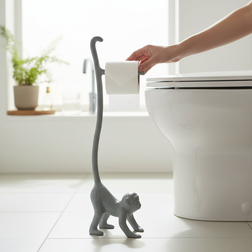 Grey Finish Monkey Toilet Roll Holder House, Home & Garden