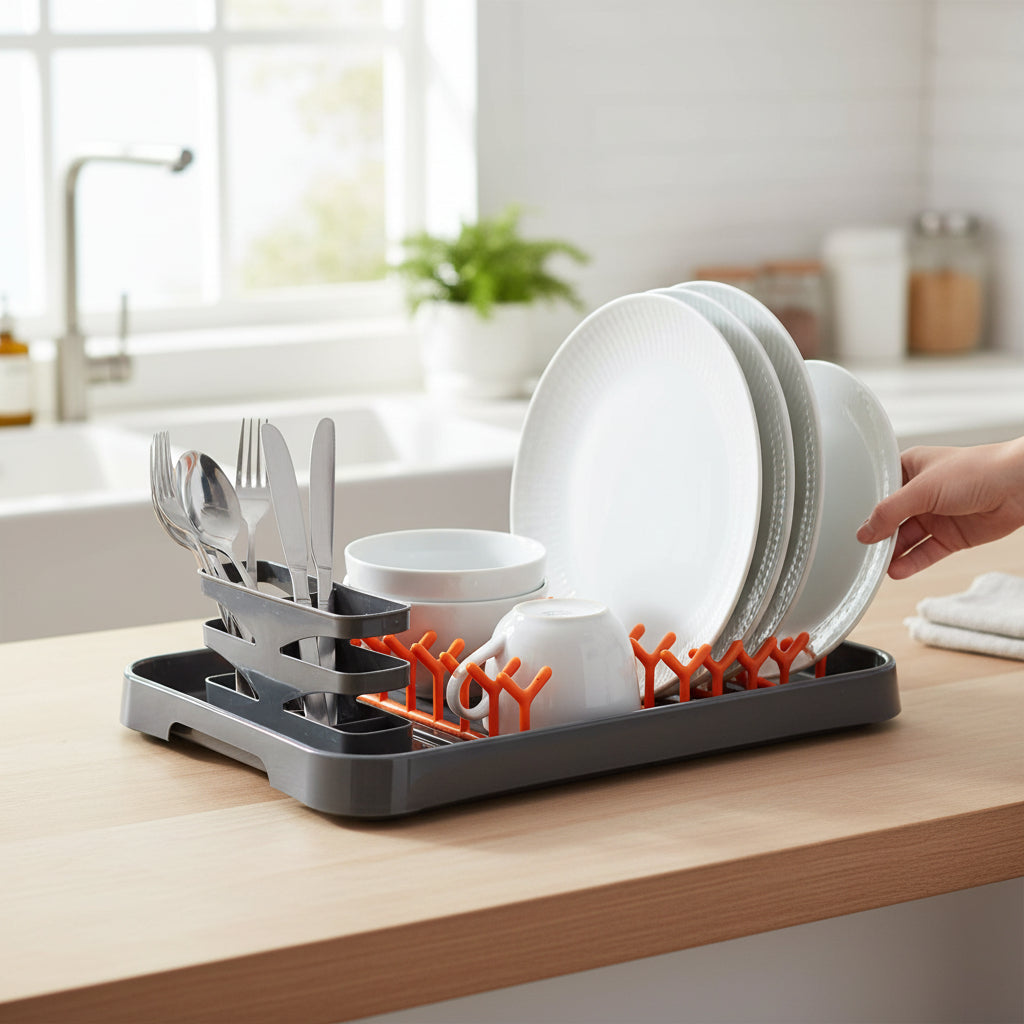 Grey & Orange Dish Drainer House, Home & Garden