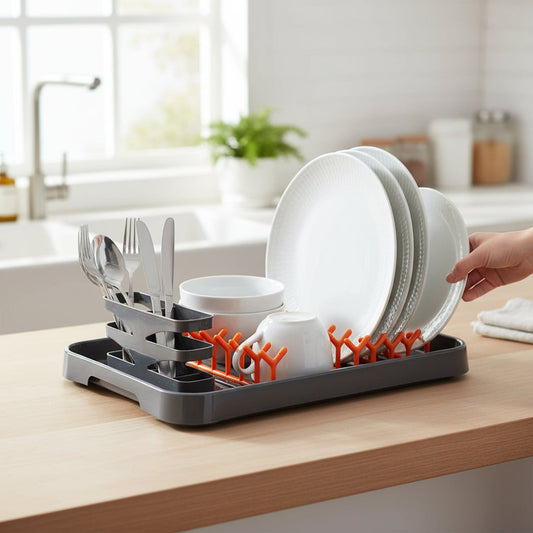 Grey & Orange Dish Drainer House, Home & Garden