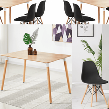 Halo Dining Table and Ghost Chair Set for 4 - Eiffel Plastic Chairs and a Rectangle Dining Table PN Home