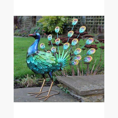 Hand Painted Metal Peacock Fantail AK Kin Garden Supplies